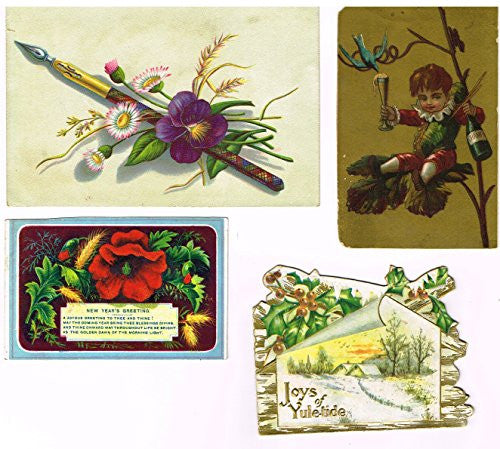 Four Vintage Holiday Cards - from 1800's & Early 1900's