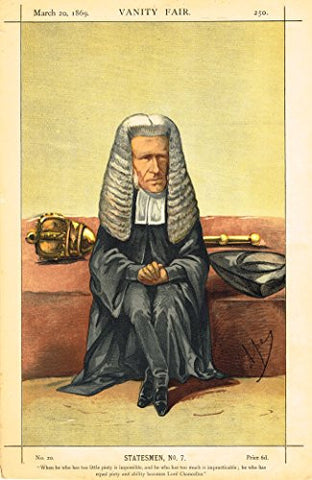 Vanity Fair Characiture - "WHEN HE WHO HAS TOO LITTLE PIETY" - Large Chromolithograph - 1869