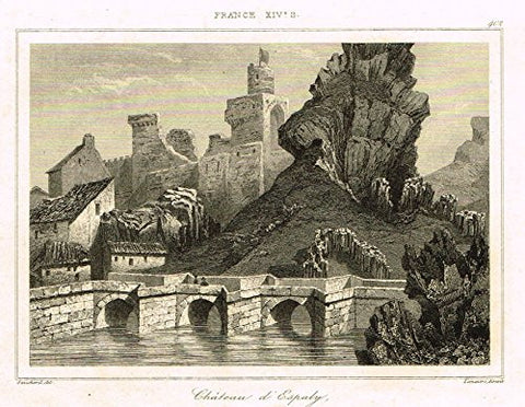 Bas's France Encyclopedique - "CHATEAU D'ESPALY " - Steel Engraving - 1841