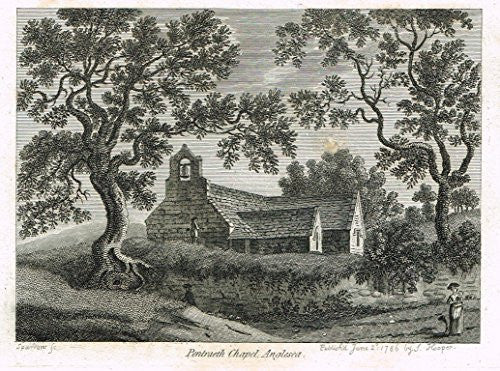 British Architectural Ruins - "PENTRAETH CHAPEL, ANGLESEA" - Copper Engraving - 1786