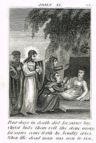 Miller's Scripture History - "JESUS RAISES LAZARUS FROM THE DEAD" - Copper Engraving - 1839