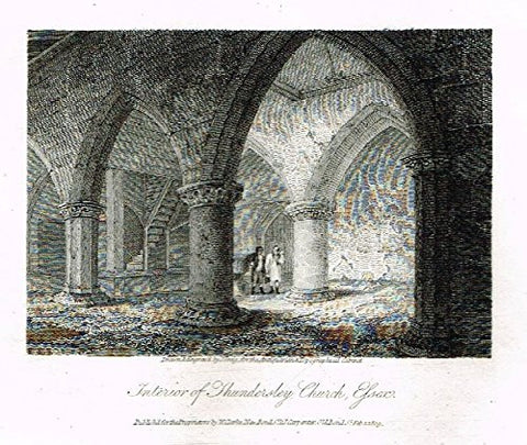 Miniature Topographical Views - "THUNDERSLEY CHURCH, ESSEX" - Copper Engraving - 1808