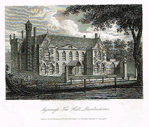 Miniature Topographical Views - "AYSCOUGH FEE HALL, LINCOLNSHIRE" - Copper Engraving - 1808