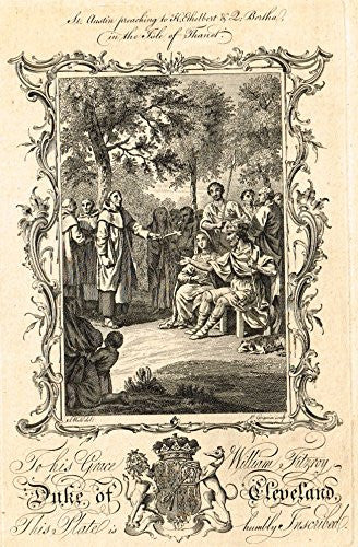 Duke of Cleveland "ST. AUSTIN PREACHING TO KING ETHELBERT" - Copper Engraving - 1760