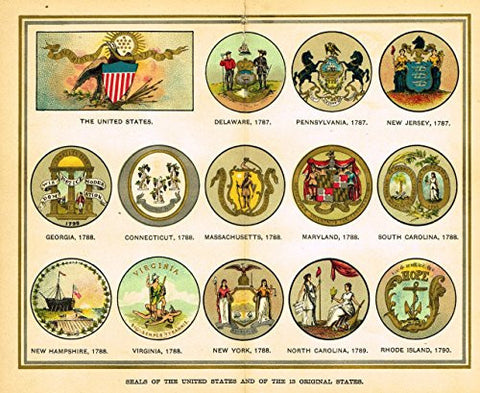 Scudder's - SEALS OF THE UNITED STATES & OF THE 13 ORIGINAL STATES - Chromo - 1881