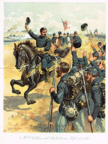 Ogden's History -Civil War - McClellan at Antietam, 1862 - Chromolithograph - 1899