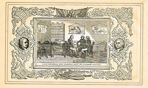 Frost's 'The American Generals' - "GATES CONFERRING WITH WILCONSON" - Woodcut - 1848