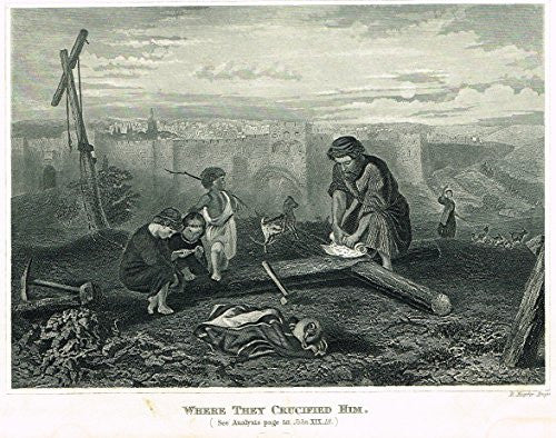 Miscellaneous Religious Print - "WHERE THEY CRUCIFIED HIM" - Steel Engraving - c1850