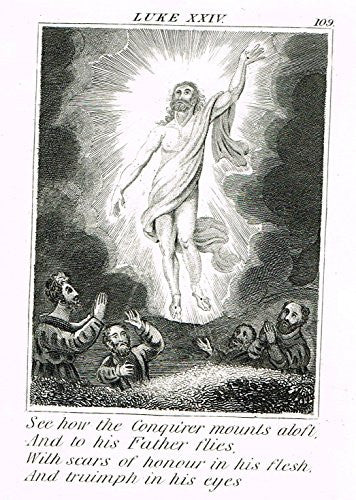 Miller's Scripture History - "ASSENSION OF JESUS TO HEAVEN" - Copper Engraving - 1839