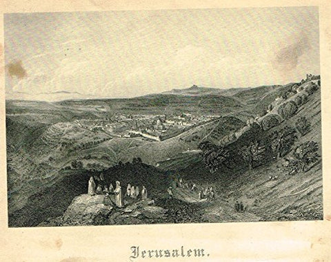 Miniature Religious Print - JERUSALEM - Engraving - c1850