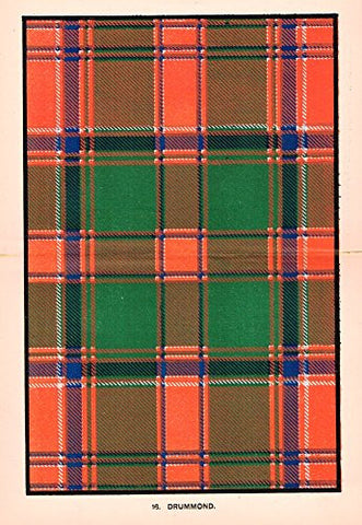 Johnston's Scottish Tartans - "DRUMMOND" - Chromolithograph - c1899