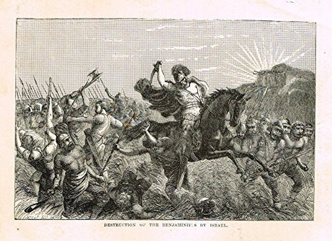 Buel's Beautiful Story - "DESTRUCTION OF THE BENJAMINIT:S BY ISRAEL" - Woodcut - 1887