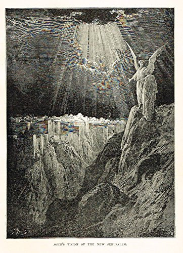 Buel's Beautiful Story - "JOHN'S VISION OF THE NEW JERUSALEM" - Woodcut - 1887