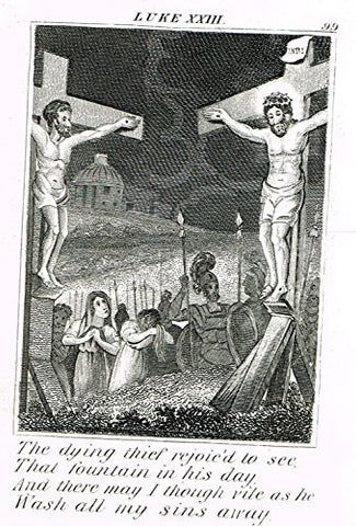 Miller's Scripture History - "THE DYING THIEF SPEAKS TO JESUS ON THE CROSS" - Engraving - 1839