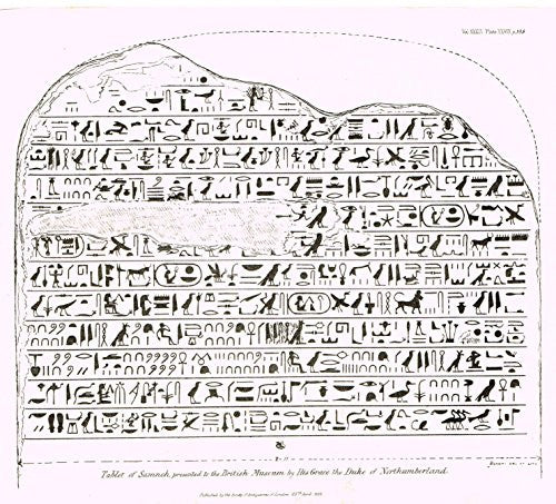 Archaeologia's Antiquity - "TABLET OF SAMNEH" - Engraving - 1852
