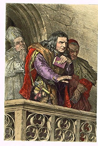 Colored Lithograph - RICHARD III, ADDRESSING THE NOBLES - c1895