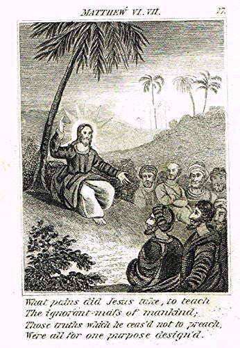 Miller's Scripture History - "JESUS TEACHES THE IGNORANT MASS" - Copper Engraving - 1839