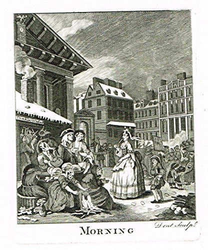 Hogarth's Illustrated - "TIMES OF DAY - MORNING" - Antique Engraving - 1794