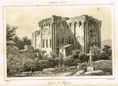 Bas's France Encyclopedique - "EGLISE DE ROYAT" - Steel Engraving - 1841
