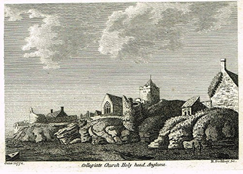 British Architectural Ruins - "COLLEGIATE CHURCH HOLY HEAD, ANGLESEA" - Copper Engraving - 1772