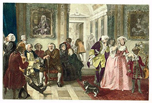 Colored Lithograph - JOHNSON AWAITING AN AUDIENCE AT LORD CHESTERFIELD'S by WARD - c1895