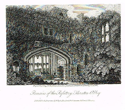 Miniature Topographical Views - "THORTON ABBEY, REFECTORY" - Copper Engraving - 1808