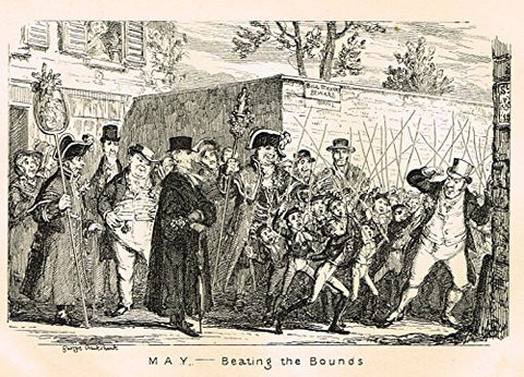Cruikshank's Almanack - "MAY - BEATING THE BOUNDS" - Engraving - 1837