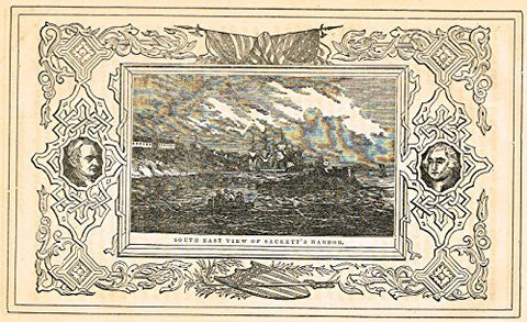 Frost's 'The American Generals' - SOUTH EAST VIEW OF SACKETT'S HARBOR - Woodcut - 1848