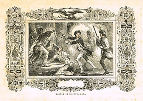 History of Washington - BATTLE OF MONONGAHELA - Woodcut - c1830