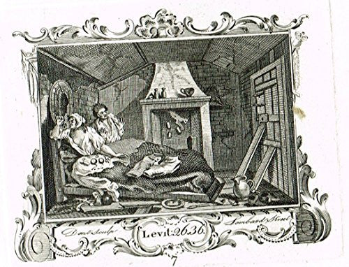 Hogarth's Illustrated - "IDLE PRENTICE - WITH PROSTITIUTE" - Antique Engraving - 1798