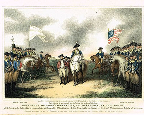 Colored Lithograph - SURRENDER OF LORD CORNWALLIS AT YORKTOWN - c1895