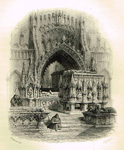 Cattermole's 'Haddon Hall' - "THE MONK" - Miniature Steel Engraving - 1860