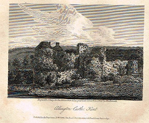 Miniature Topographical Views - "ALLINGTON CASTLE, KENT" - Copper Engraving - 1808