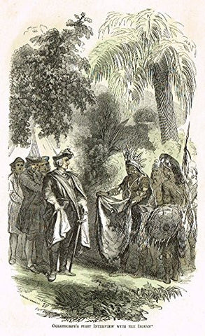 Irvin's Life of Washington - "OGLETHORPE'S FIRST INTERVIEW WITH THE INDIAN" - Woodcut - 1879