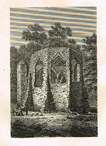 Miniature Topographical Views - "MONESTARY OF GREY FRIAR, SUSSEX" - Copper Engraving - 1808