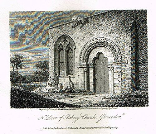 Miniature Topographical Views - "BIBERY CHURCH, GLOUCESTER" - Copper Engraving - 1808