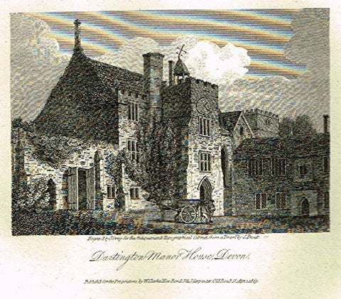 Miniature Topographical Views - "DARTINGTON MANOR HOUSE, DEVON" - Copper Engraving - 1808