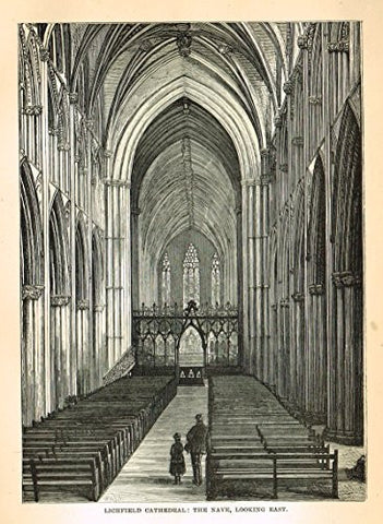 Our National Cathedrals - LICHFIELD CATHEDRAL - NAVE - Wood Engraving - 1887