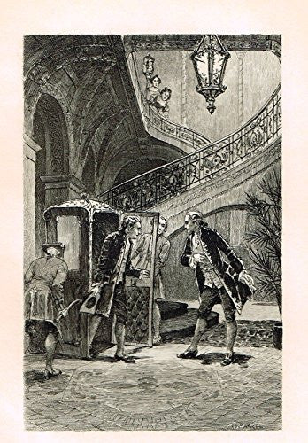 Heneage's Memoirs of England - "A CHAIR WAS ADMITTED INTO THE HALL" Etching by Marcel -1900