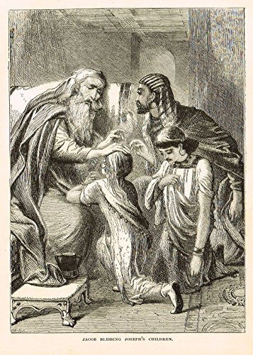 Buel's Beautiful Story - "JACOB BLESSING JOSEPH'S CHILDREN" - Woodcut - 1887