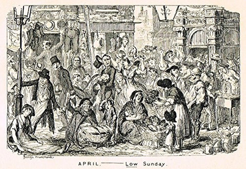 Cruikshank's Almanack - "APRIL - LOW SUNDAY" - Engraving - 1838