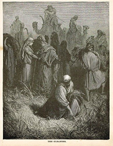 Gustave Dore's Illustration - THE GLEANERS - Woodcut - c1880