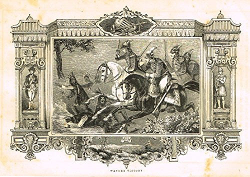 History of Washington - WAYNE'S VICTORY - Woodcut - c1830