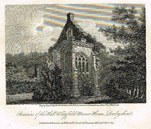 Miniature Topographical Views - "WINGFIELD MANOR HOUSE, DERBYSHIRE" - Copper Engraving - 1808