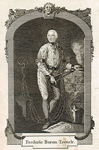 Antique Portrait - "FREDERIC BARON TRENCK" - Engraving - c1750