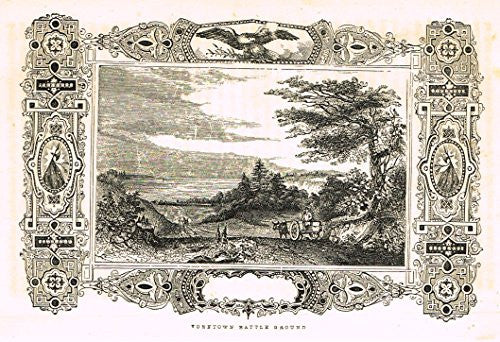 History of Washington - YORKTOWN BATTLE GROUND - Woodcut - c1830