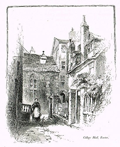 Tristram's - "3 PRINTS - OLD MARBOROUGH, COLLEGE HALL & THE ELEPHANT INN, EXETER" - Litho - 1888