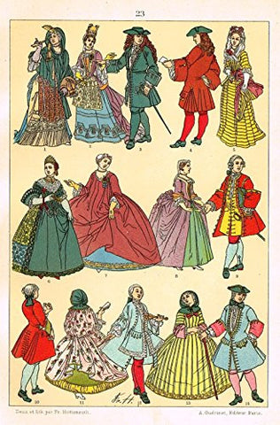 Hottenroth's Le Costume - "HUGE 17th CENTURY DRESSES" - Chromolithograph - 1890
