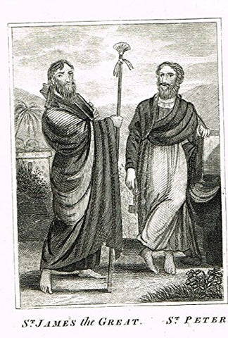 Miller's Scripture History - "ST. JAMES the GREAT & ST. PETER" - Copper Engraving - 1839