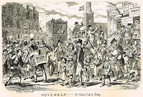 Cruikshank's Almanack - "NOVEMBER - ST. CECELIA'S DAY" - Engraving - 1837
